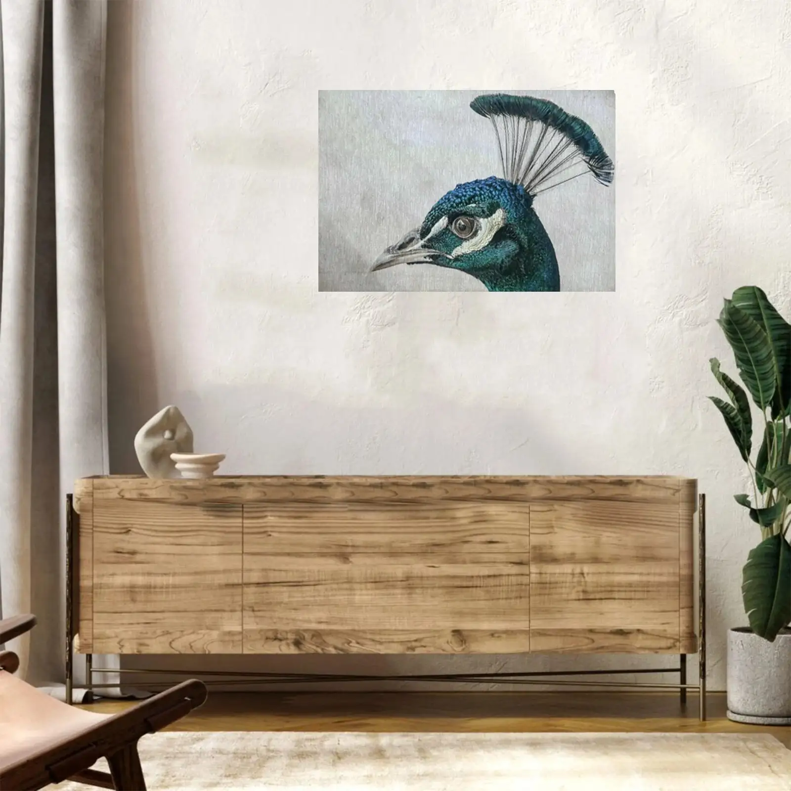 Royal Peacock Portrait Canvas Wall Art