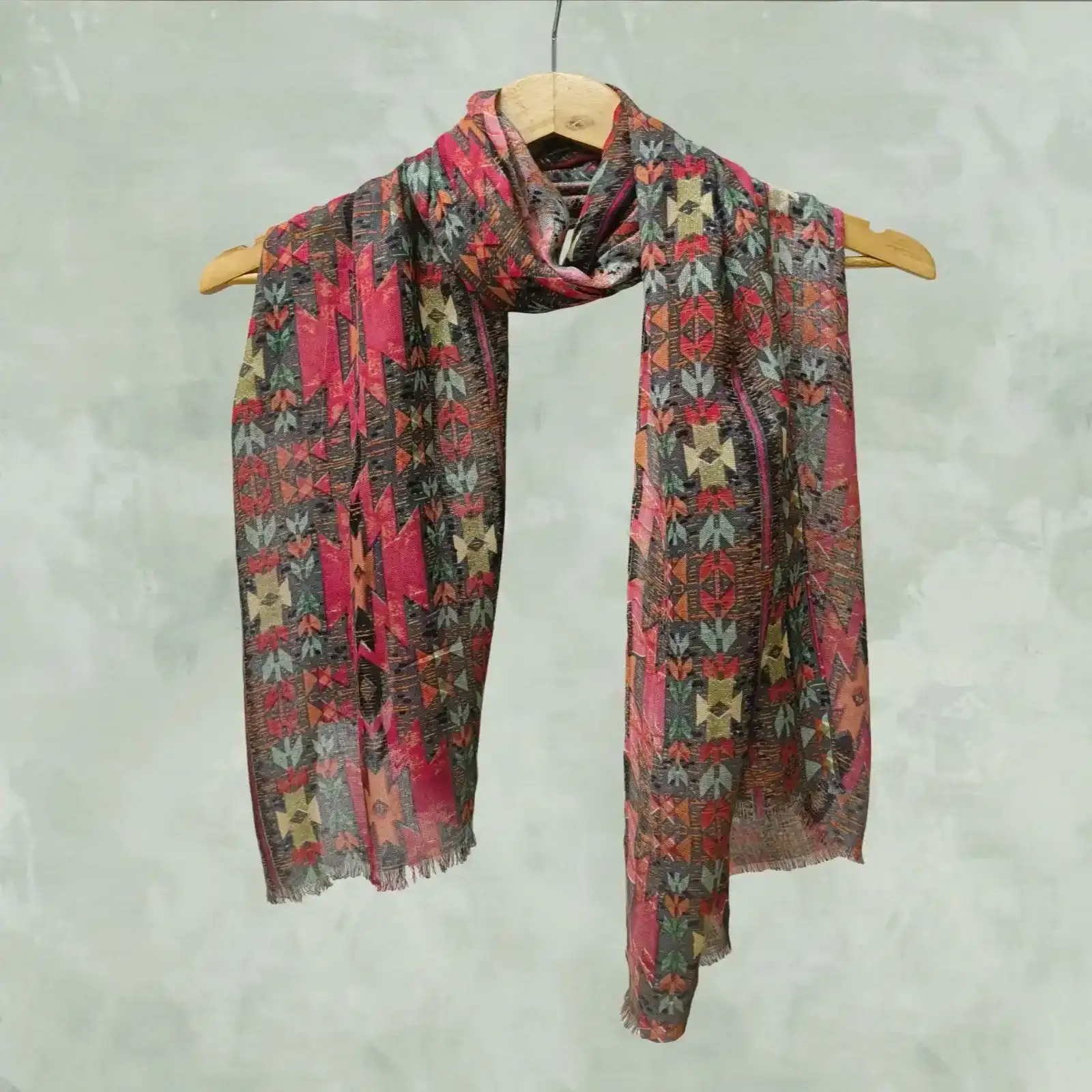 Vibrant Multi-Color Tribal Print Scarf