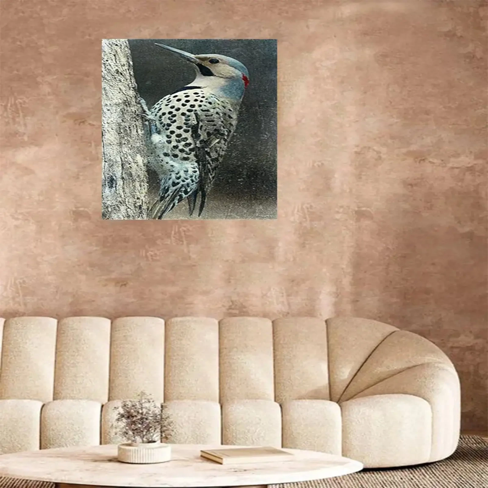 Woodpecker on Tree wall art -Nature Bird Print in canvas