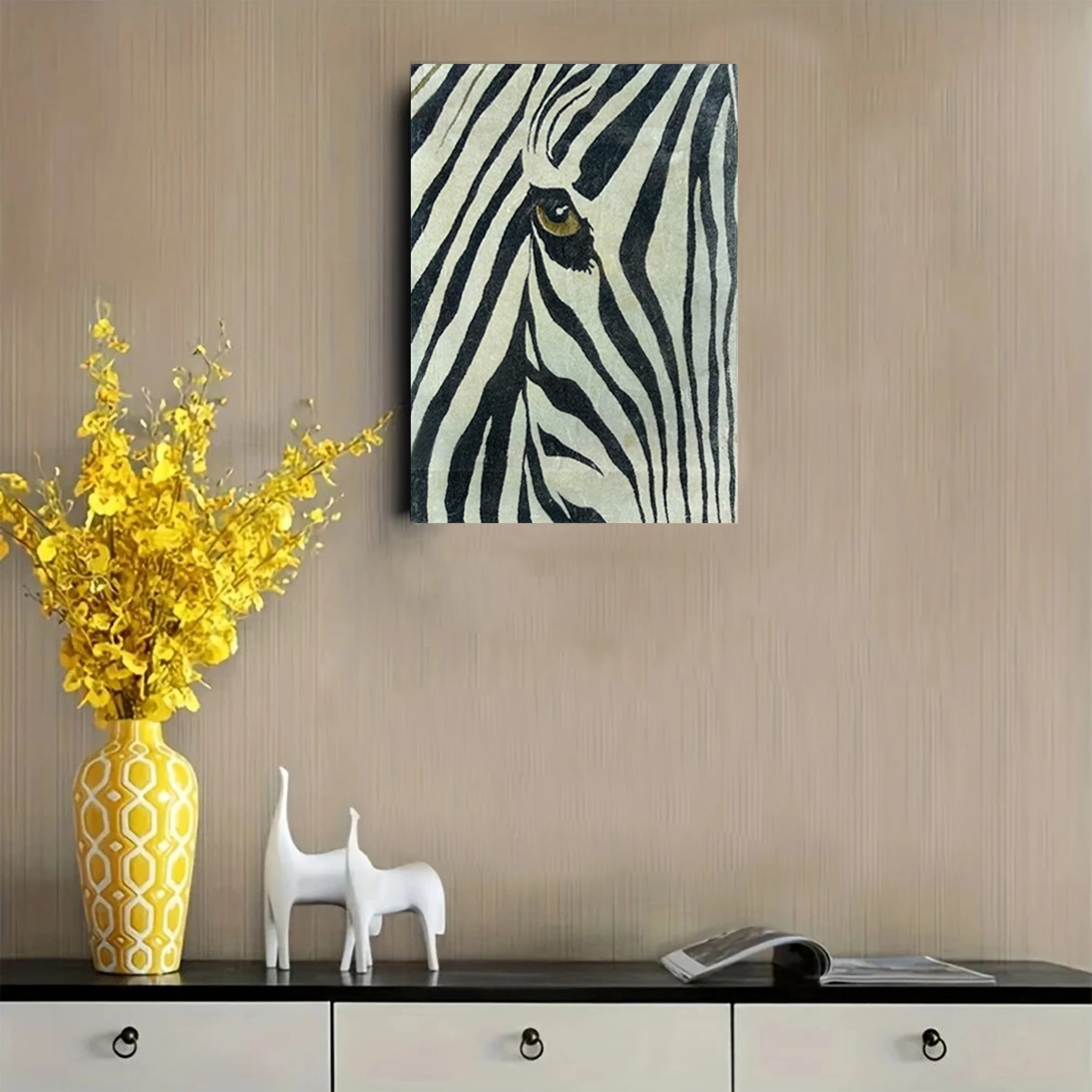 Zebra stripe wildlife wall art -Black and White Animal Canvas