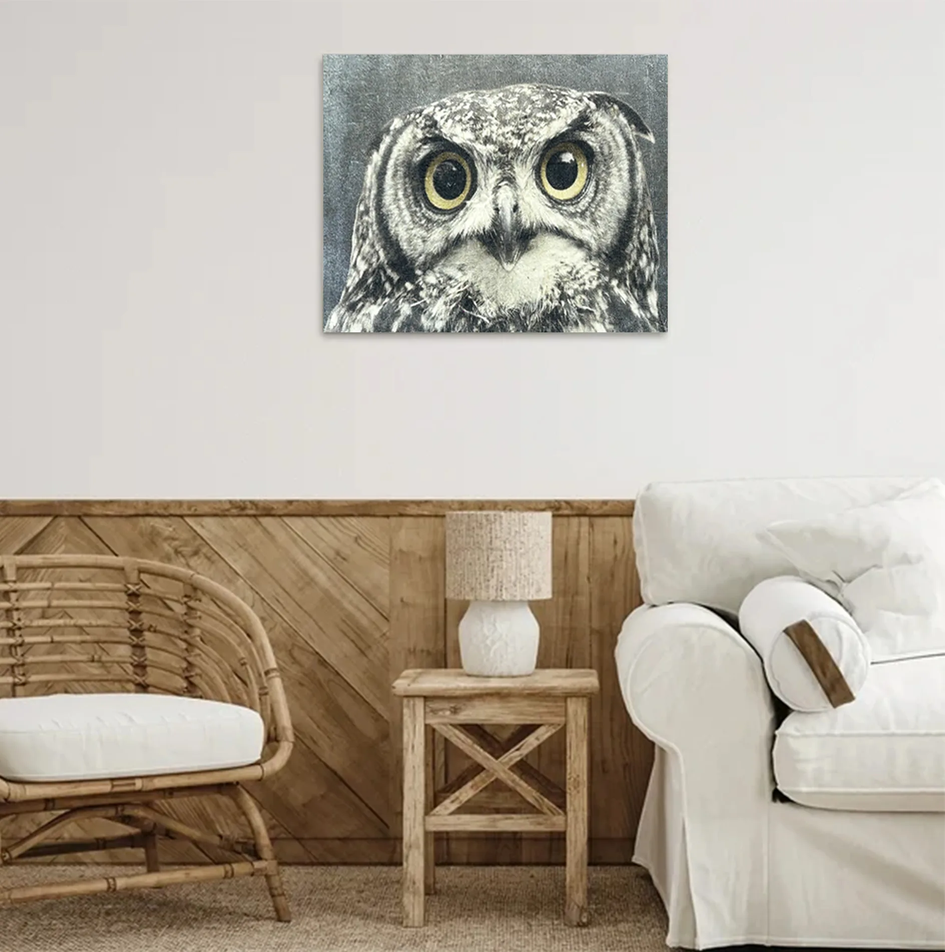 Realistic owl face wall art -wildlife Nature wall-art