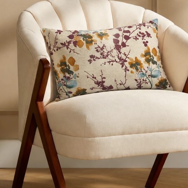 Floral Printed Velvet Cushion-W/ Filler: Set of 2, Elegant Decorative Cushion