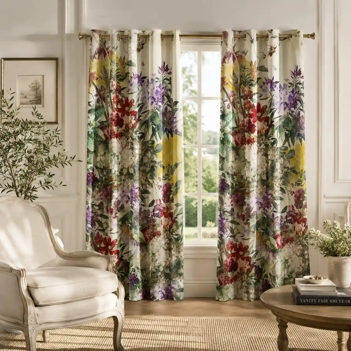 Multi-Color Garden Bloom Curtain for Elegant interior.