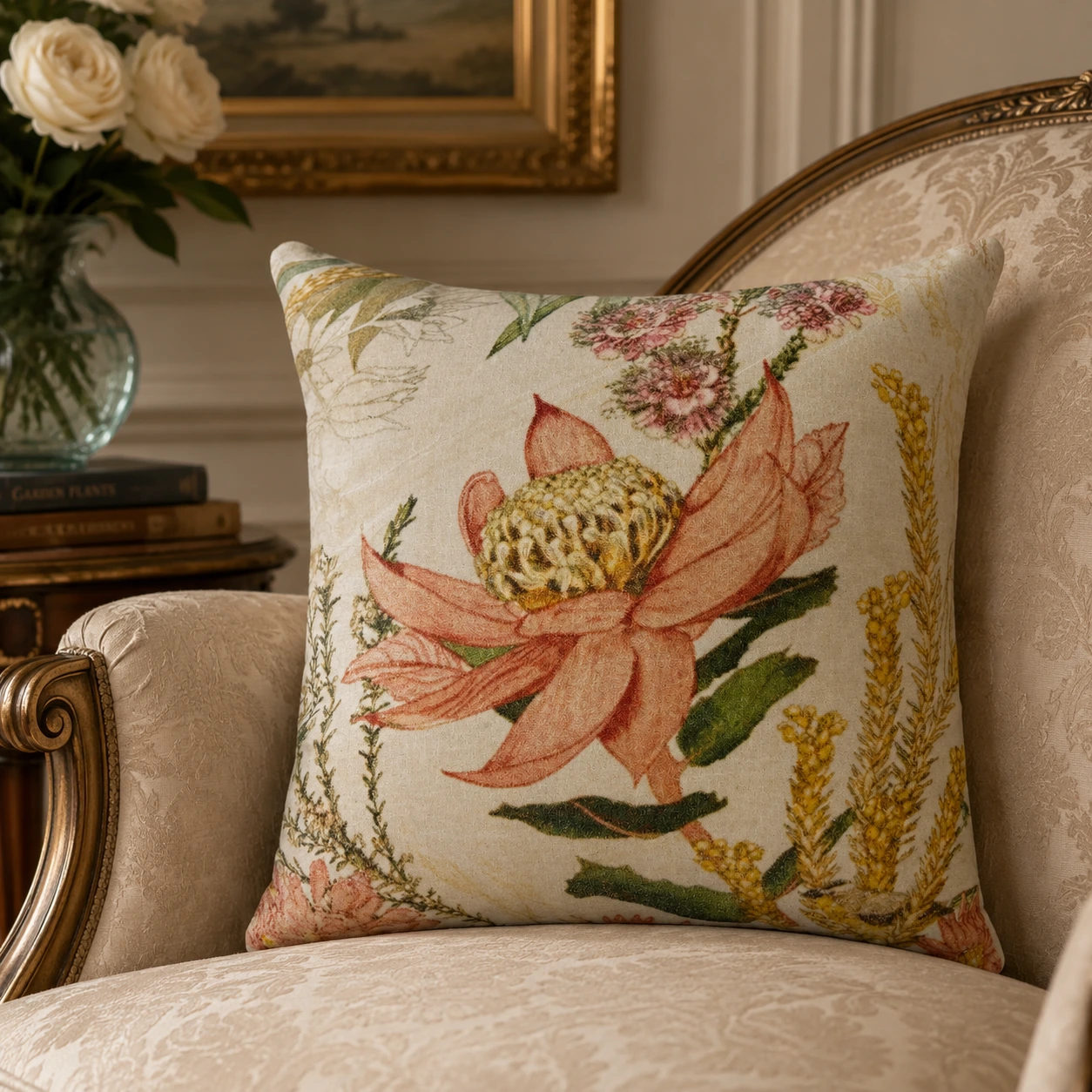 Premium Floral Cotton Velvet Cushion W/ Filler: Set of 2, Soft & Stylish Throw  Pillow Cover for Sofa & Living Room