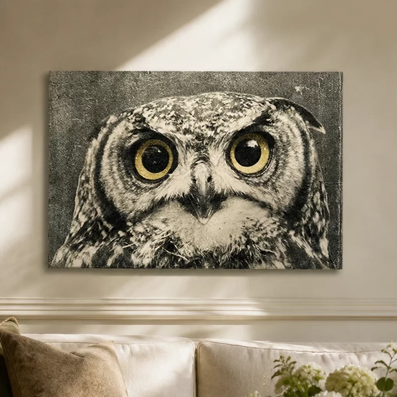 Realistic owl face wall art -wildlife Nature wall-art Home Decor