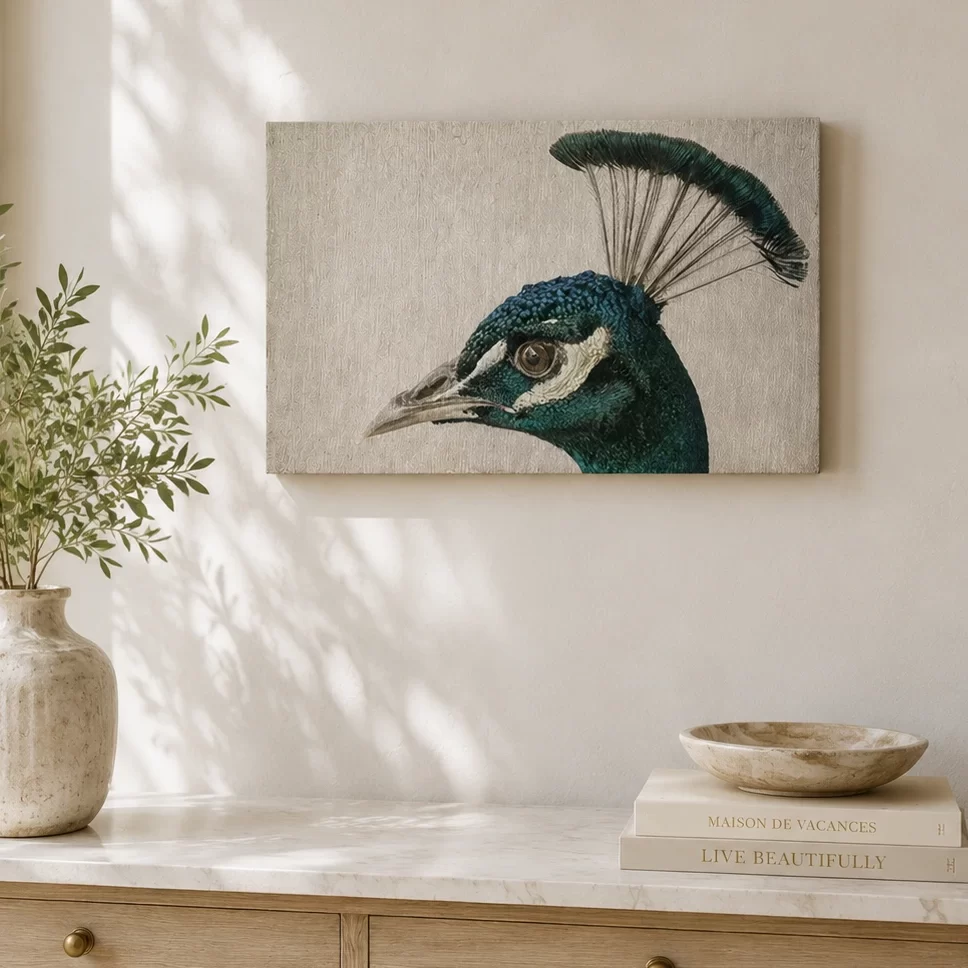 Royal Peacock Portrait Canvas Wall Art Home Decor