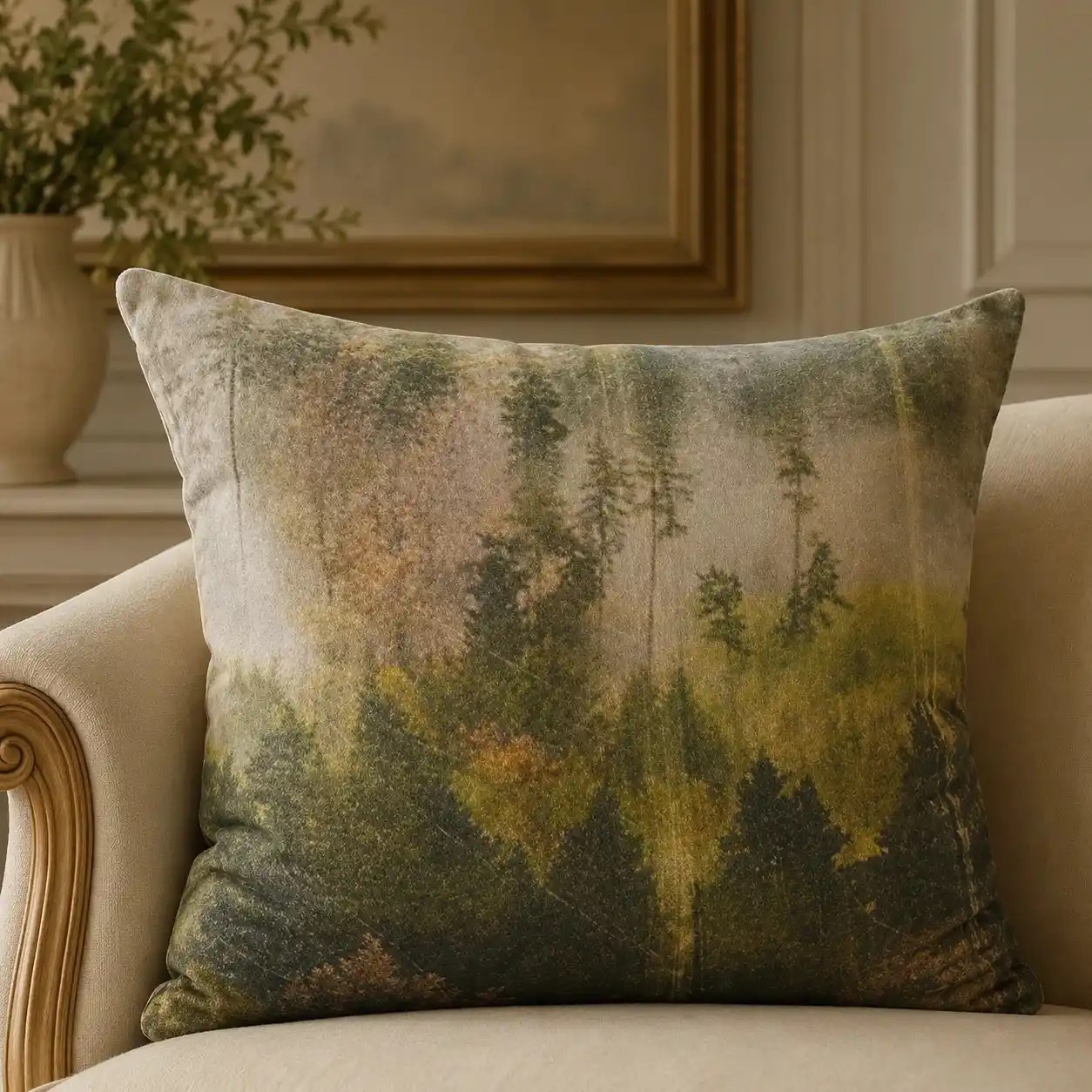 Misty Forest Digital Print Cushion W/ Filler: Set of 2