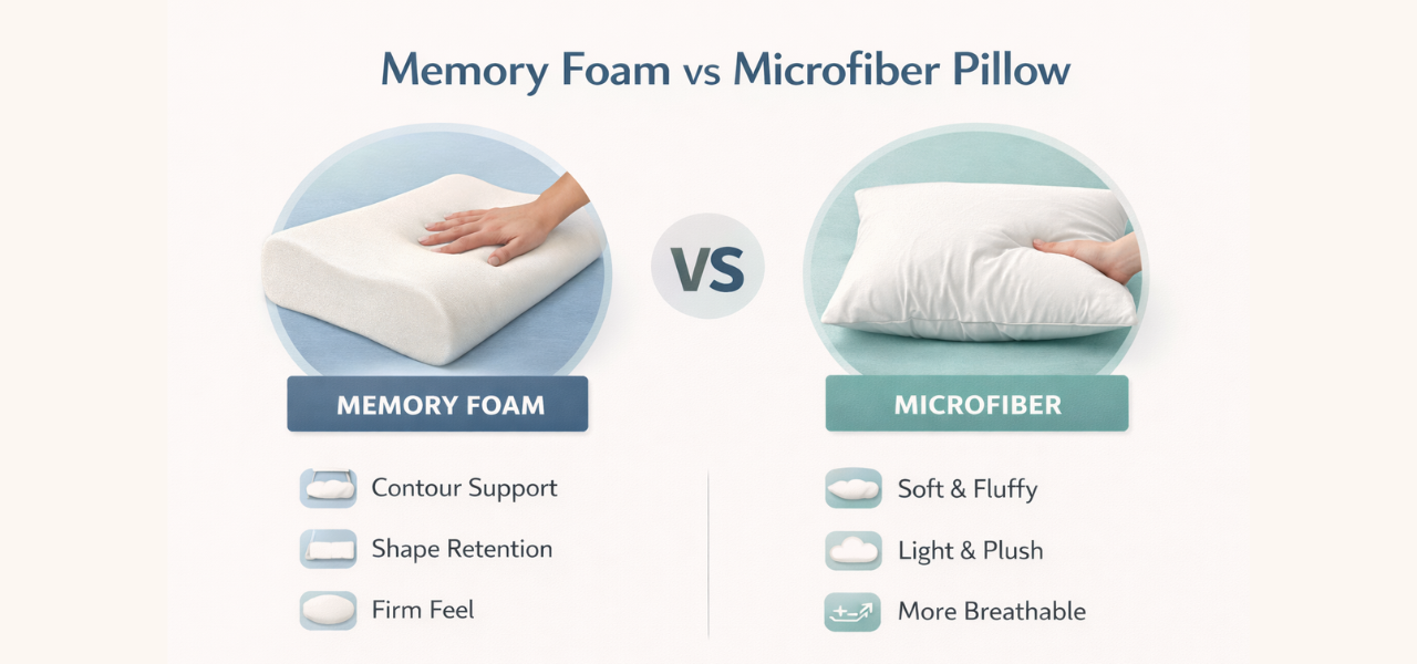 Memory Foam vs Microfiber Pillow