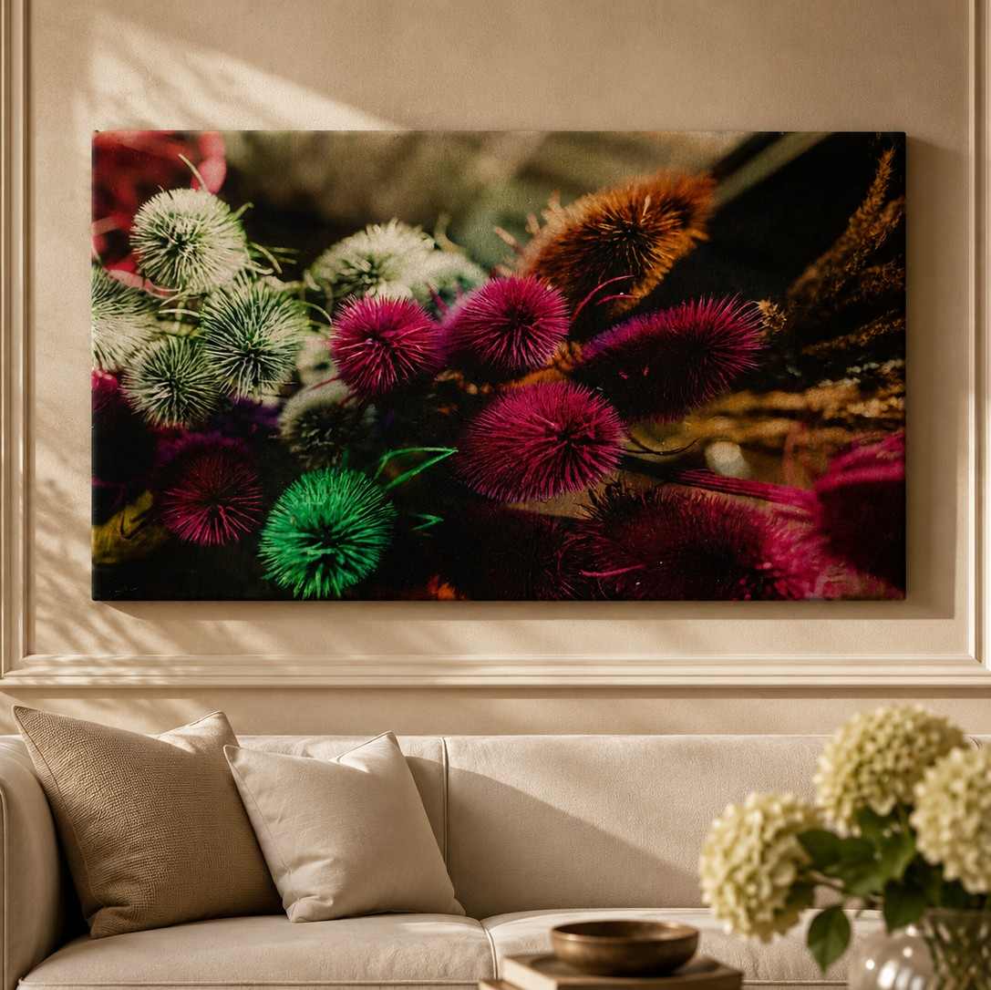 Vibrant Teasel Botanical Canvas Wall Art