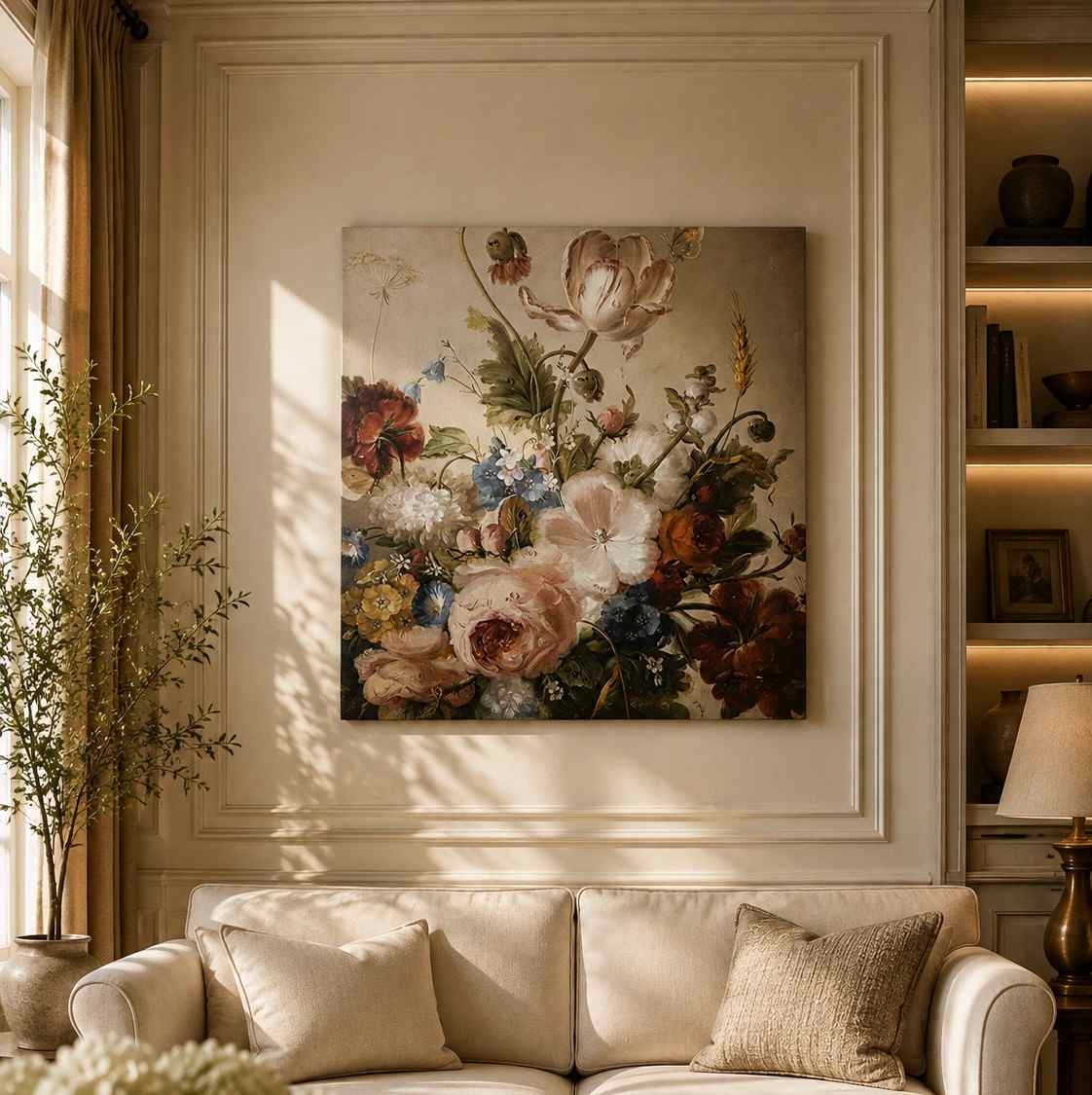 Vintage Dutch Still Life Floral Canvas Wall Art