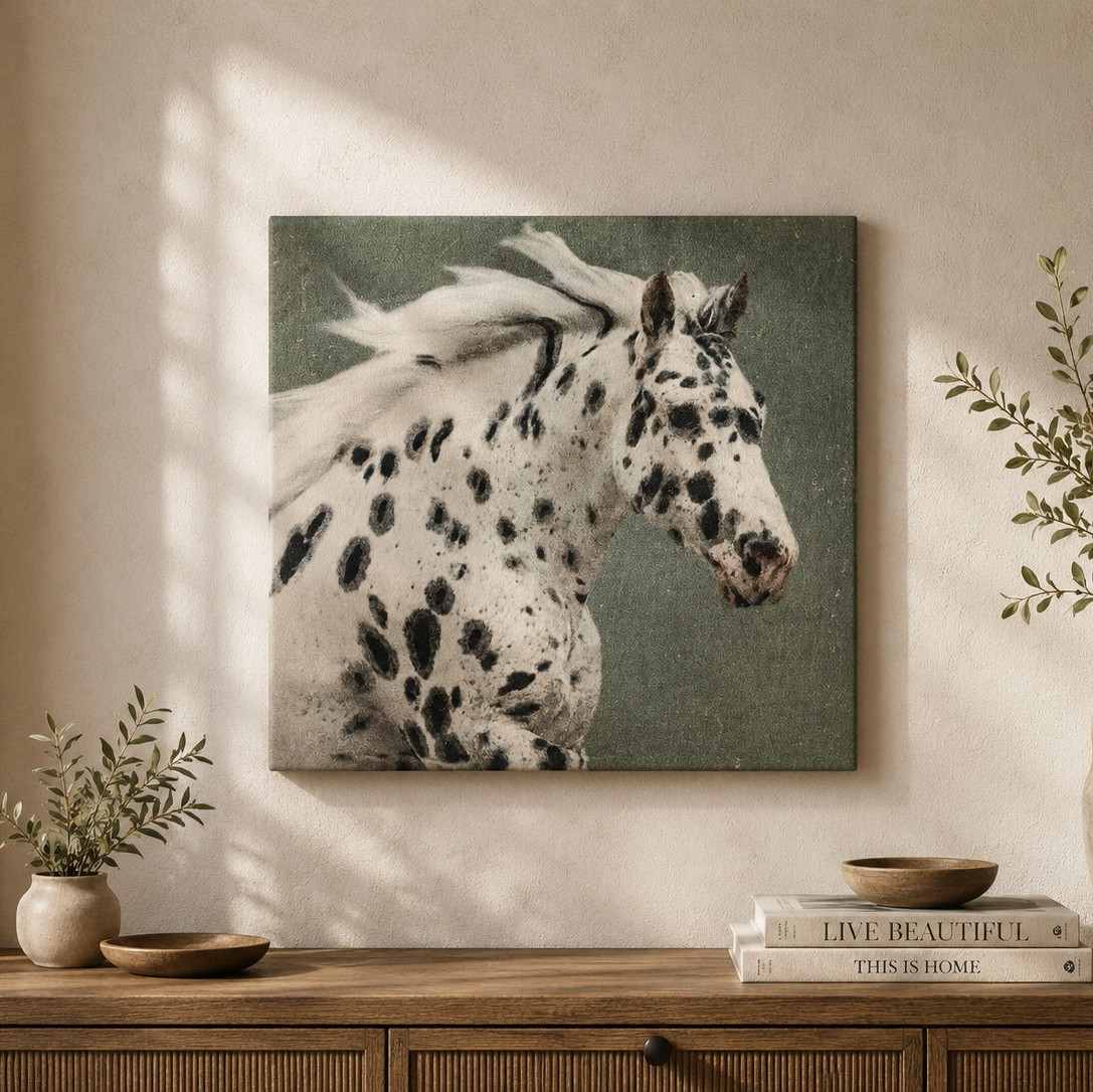 Wild Galloping Appaloosa Horse Canvas Wall Art